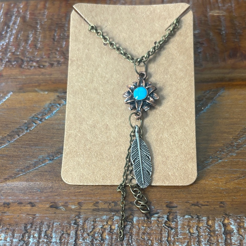 Bohemian Feather Pendant Necklace